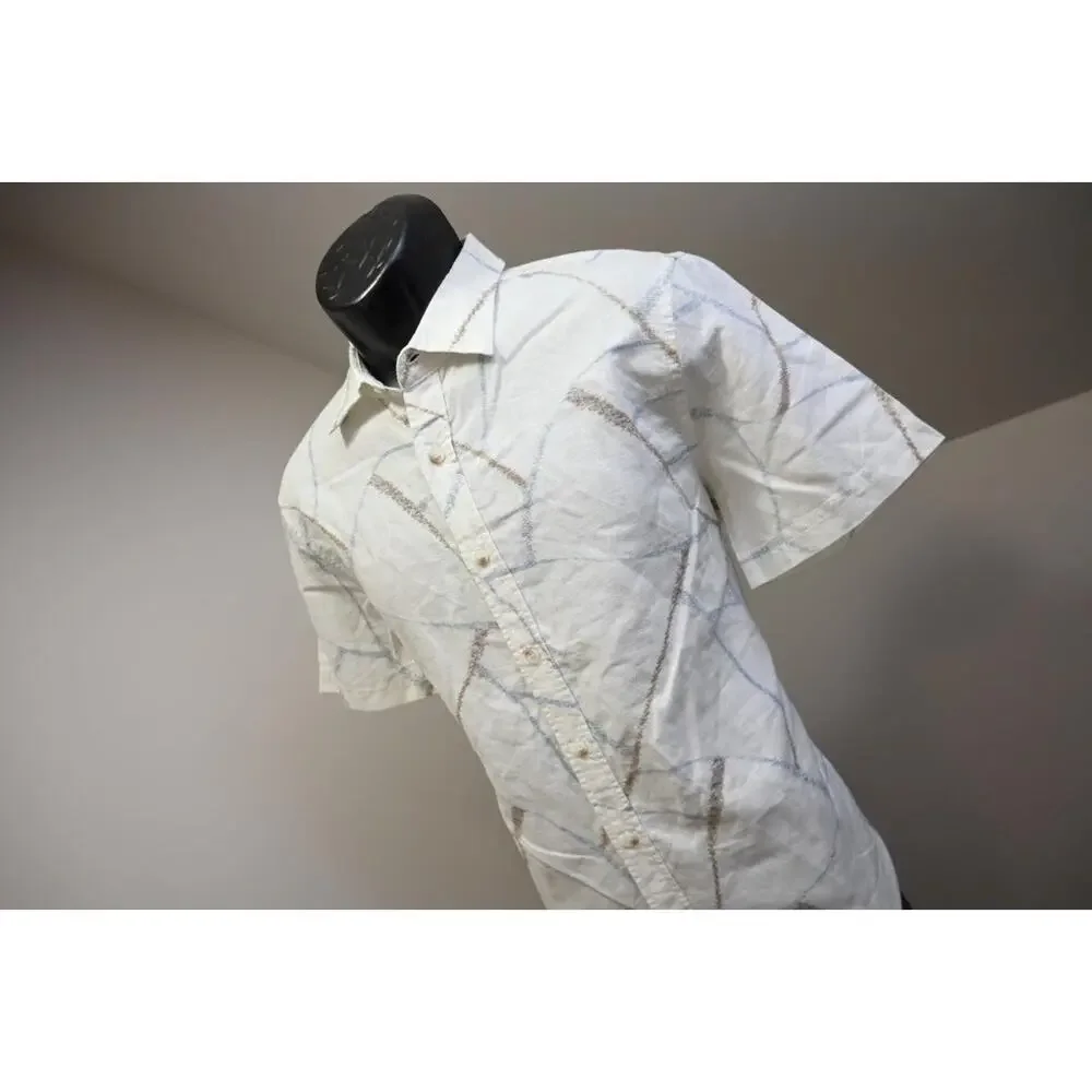 Banana Republic Linen Blend Button Up Shirt Slim Fit Short Sleeve Mens‎ Sz Small